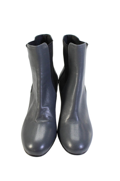 Theory Womens Textured Rounded Toe Slip On Booties Gray Size EUR 35