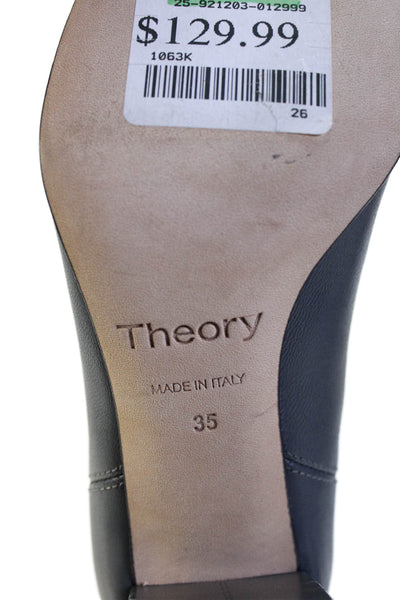Theory Womens Textured Rounded Toe Slip On Booties Gray Size EUR 35