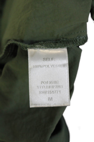 Le Lis Unisex Cargo Cropped Windbreaker Pants Green Drawstring Army Size M