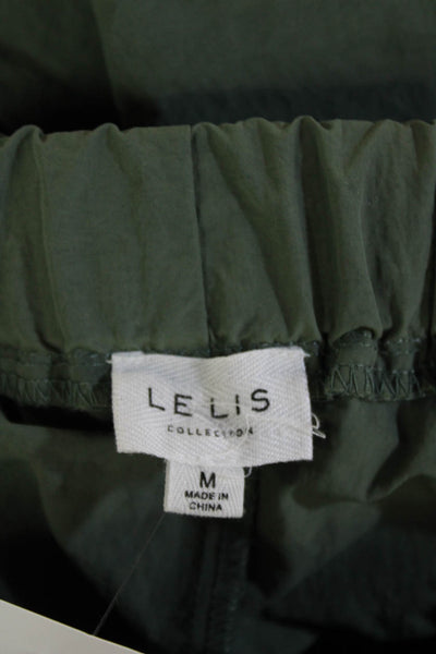 Le Lis Unisex Cargo Cropped Windbreaker Pants Green Drawstring Army Size M