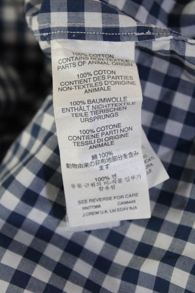 J Crew Mens Cotton Checkered Collared Long Sleeve Button-Down Shirt Blue Size M