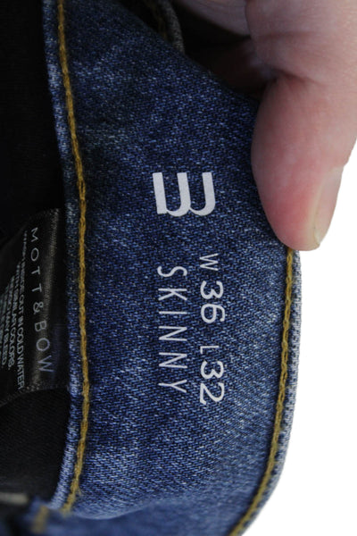 Mott and Bow Mens Skinny Blue Jeans Button Fly Size 36