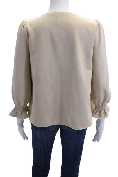 Tuckernuck Womens Beige V Neck Tunic Blouse Long Sleeve Size XS