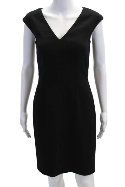 Elizabeth & James Women Sheath Dress Black V-Neck Zip Short Size 2