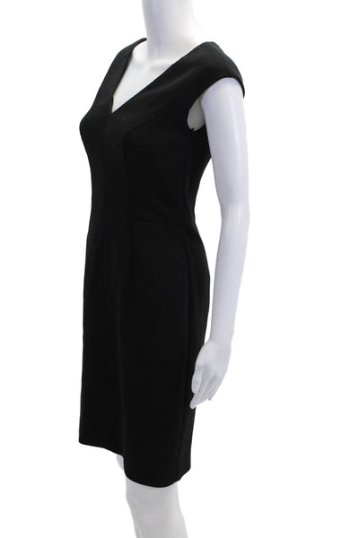 Elizabeth & James Women Sheath Dress Black V-Neck Zip Short Size 2