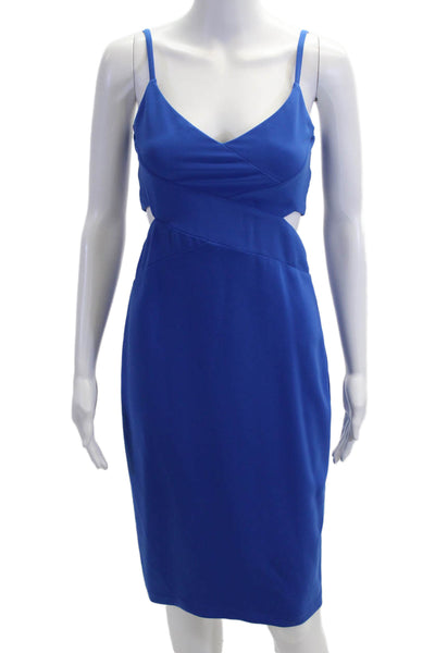 Laundry by Shelli Segal Women Bodycon Dress Blue VNeck Sleeveless Zip Size 2