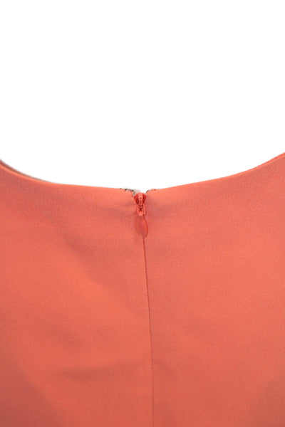 Tibi Womens Orange Sheath Mini Dress Short Sleeve Round Neck Size 2