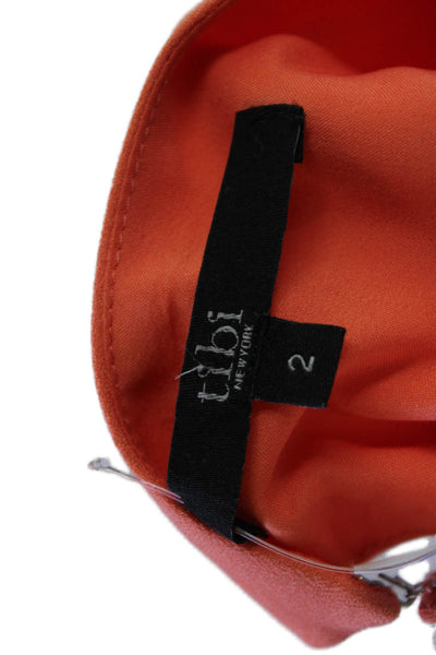 Tibi Womens Orange Sheath Mini Dress Short Sleeve Round Neck Size 2