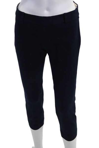 J Crew Womens Cropped Ankle Pants Dark Blue Cotton Stretch Petite Size 2P