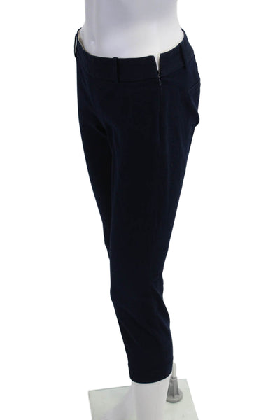 J Crew Womens Cropped Ankle Pants Dark Blue Cotton Stretch Petite Size 2P