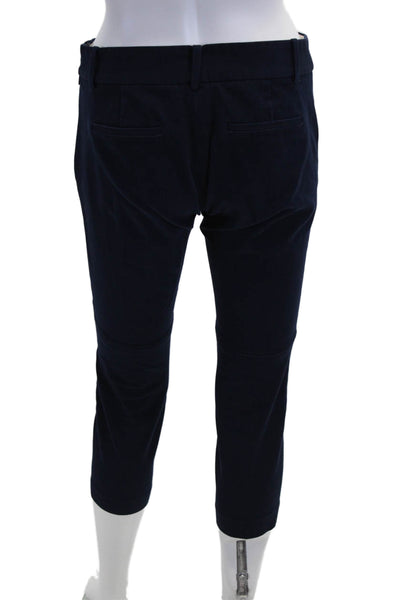 J Crew Womens Cropped Ankle Pants Dark Blue Cotton Stretch Petite Size 2P