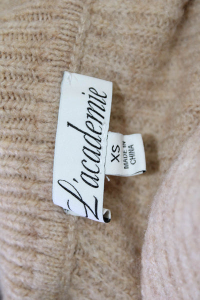 L'Academie Womens Pullover V Neck Long Sleeve Beige Size XS