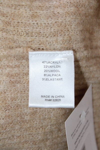 L'Academie Womens Pullover V Neck Long Sleeve Beige Size XS