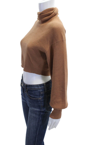 Wilfred Women Turtleneck Pullover Sweater Brown Wool Cotton Long Sleeve Size XS
