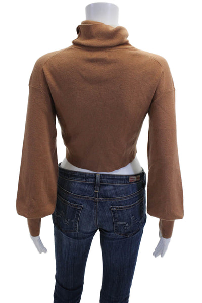 Wilfred Women Turtleneck Pullover Sweater Brown Wool Cotton Long Sleeve Size XS