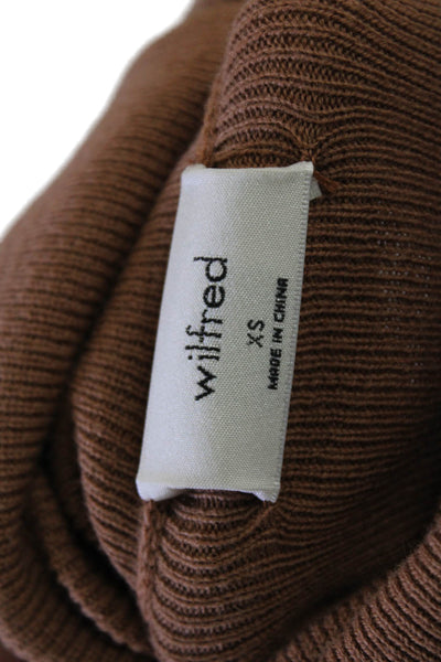 Wilfred Women Turtleneck Pullover Sweater Brown Wool Cotton Long Sleeve Size XS