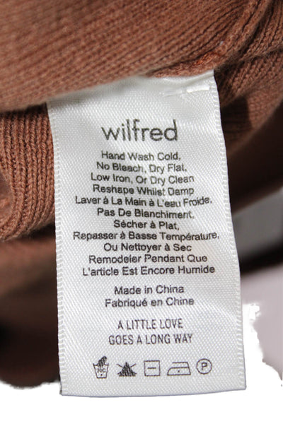 Wilfred Women Turtleneck Pullover Sweater Brown Wool Cotton Long Sleeve Size XS