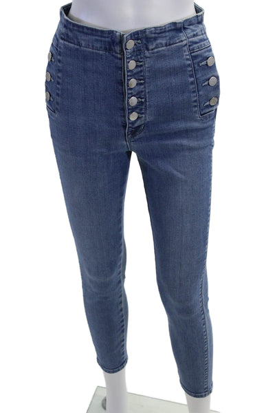 J Brand Womens Ankle Skinny Jeans Blue Button Size 27