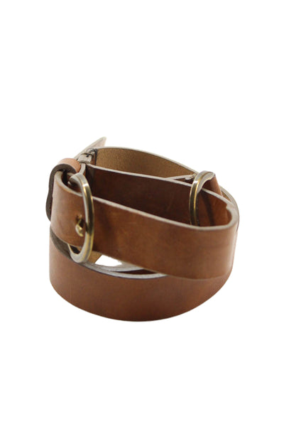 Massimo Dutti Womens Medium Width Leather Ring Buckle Belt Brown Size 65cm