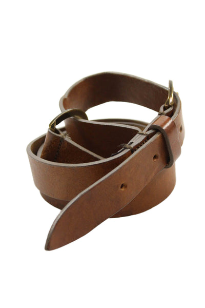 Massimo Dutti Womens Medium Width Leather Ring Buckle Belt Brown Size 65cm