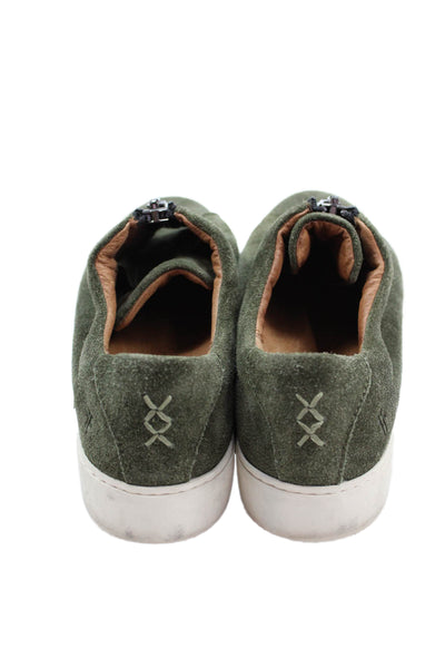 Frye Womens Suede Zip Detail Slip On Sneakers Shoes Moss Green Size 8.5M