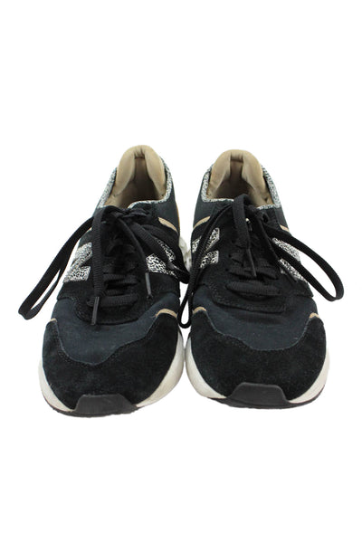 New Balance Womens Leopard Print Low Top Sneakers Shoes Black Size 8.5