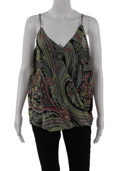 Bailey 44 Women Camisole Black Paisley V-Neck Bohemian Polyester Size L
