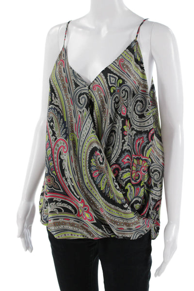 Bailey 44 Women Camisole Black Paisley V-Neck Bohemian Polyester Size L