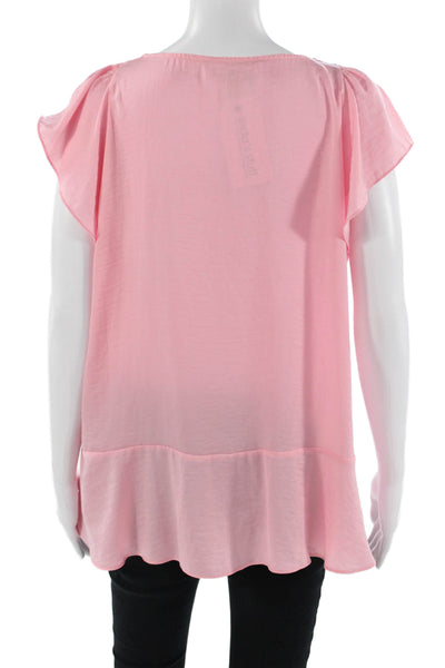 Michael Michael Kors Women Tunic Blouse V-Neck Pink Short Sleeve Size XL