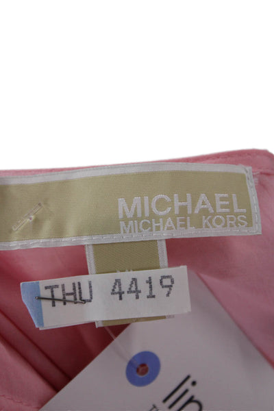 Michael Michael Kors Women Tunic Blouse V-Neck Pink Short Sleeve Size XL