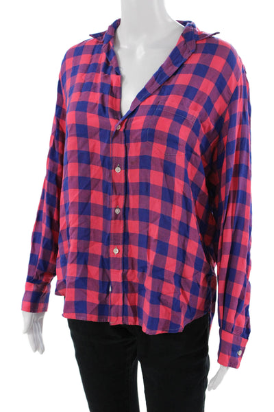 Frank & Eileen Women Collared Plaid Button-Up Blue Modal Long Sleeve Size XS