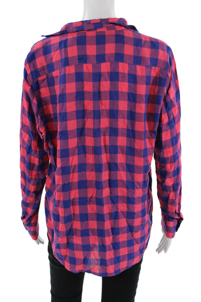 Frank & Eileen Women Collared Plaid Button-Up Blue Modal Long Sleeve Size XS