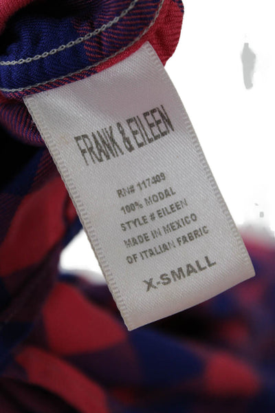 Frank & Eileen Women Collared Plaid Button-Up Blue Modal Long Sleeve Size XS