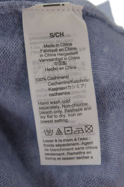 J Crew Women Pullover Cashmere Sweater Light Blue Crewneck Long Sleeve Size S