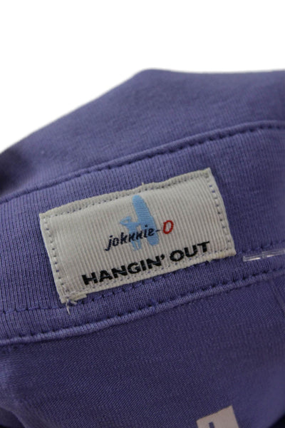 Johnnie-o Mens Cotton Collared Short Sleeve Button-Up Polo Shirt Purple Size L
