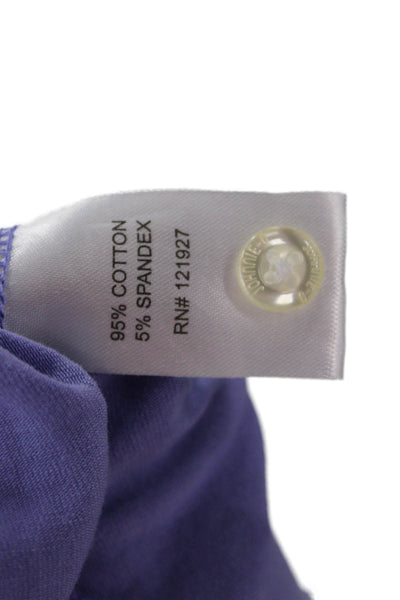 Johnnie-o Mens Cotton Collared Short Sleeve Button-Up Polo Shirt Purple Size L