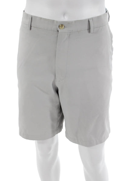 Peter Millar Mens Gray Chino Shorts 100% Polyester Size 36