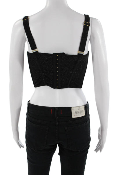 Anthropologie Womens Cropped Sleeveless Square Neck Top Black Size XS