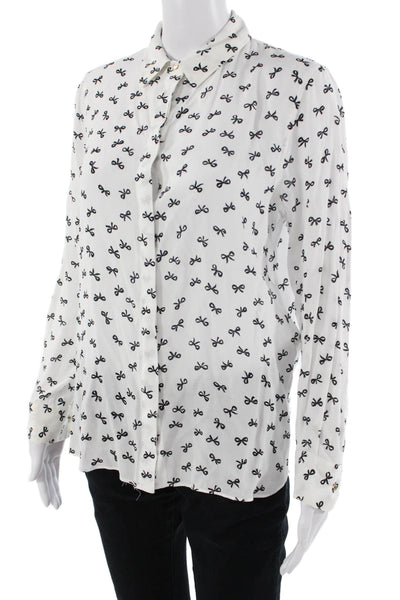 Zara Womens Black Collared Button Up Viscose Long Sleeve Blouse Size M