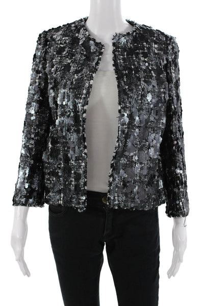 Zara Woman Womens Black 80s Crew Neck 3/4 Sleeve Polyester Jacket Size XS