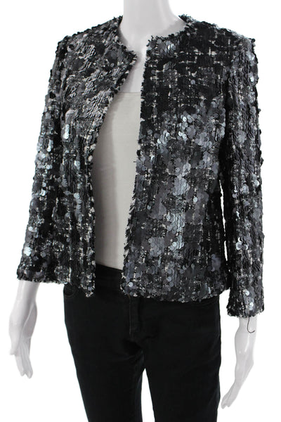 Zara Woman Womens Black 80s Crew Neck 3/4 Sleeve Polyester Jacket Size XS
