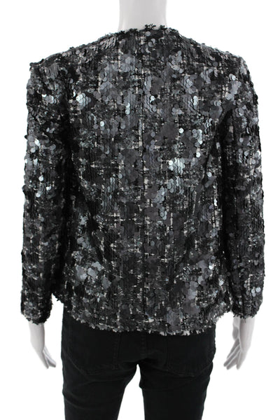 Zara Woman Womens Black 80s Crew Neck 3/4 Sleeve Polyester Jacket Size XS