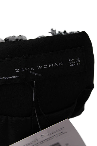 Zara Woman Womens Black 80s Crew Neck 3/4 Sleeve Polyester Jacket Size XS