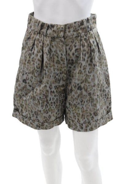 IRO Unisex Gray Animal Print Hook & Eye Shorts Size 36