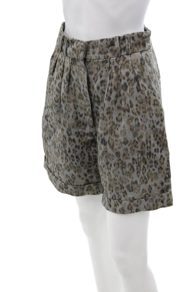 IRO Unisex Gray Animal Print Hook & Eye Shorts Size 36