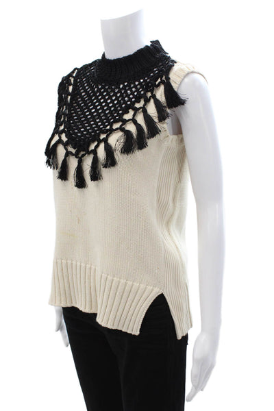 Yigal Azrouel Unisex Beige High Neck Sleeveless Sweater Vest Cotton Size XS