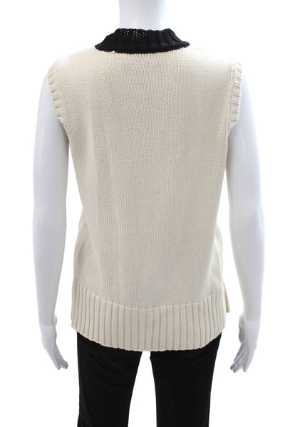 Yigal Azrouel Unisex Beige High Neck Sleeveless Sweater Vest Cotton Size XS