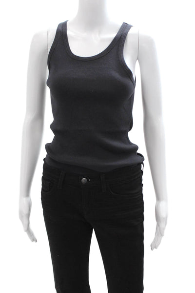 Amo Women Bodysuit Black Cotton Scoop Neck Sleeveless Size M
