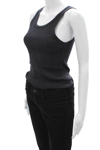 Amo Women Bodysuit Black Cotton Scoop Neck Sleeveless Size M