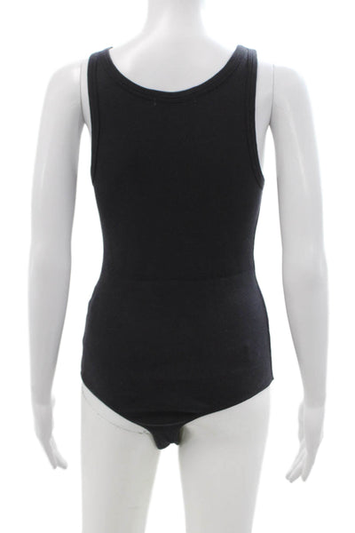 Amo Women Bodysuit Black Cotton Scoop Neck Sleeveless Size M